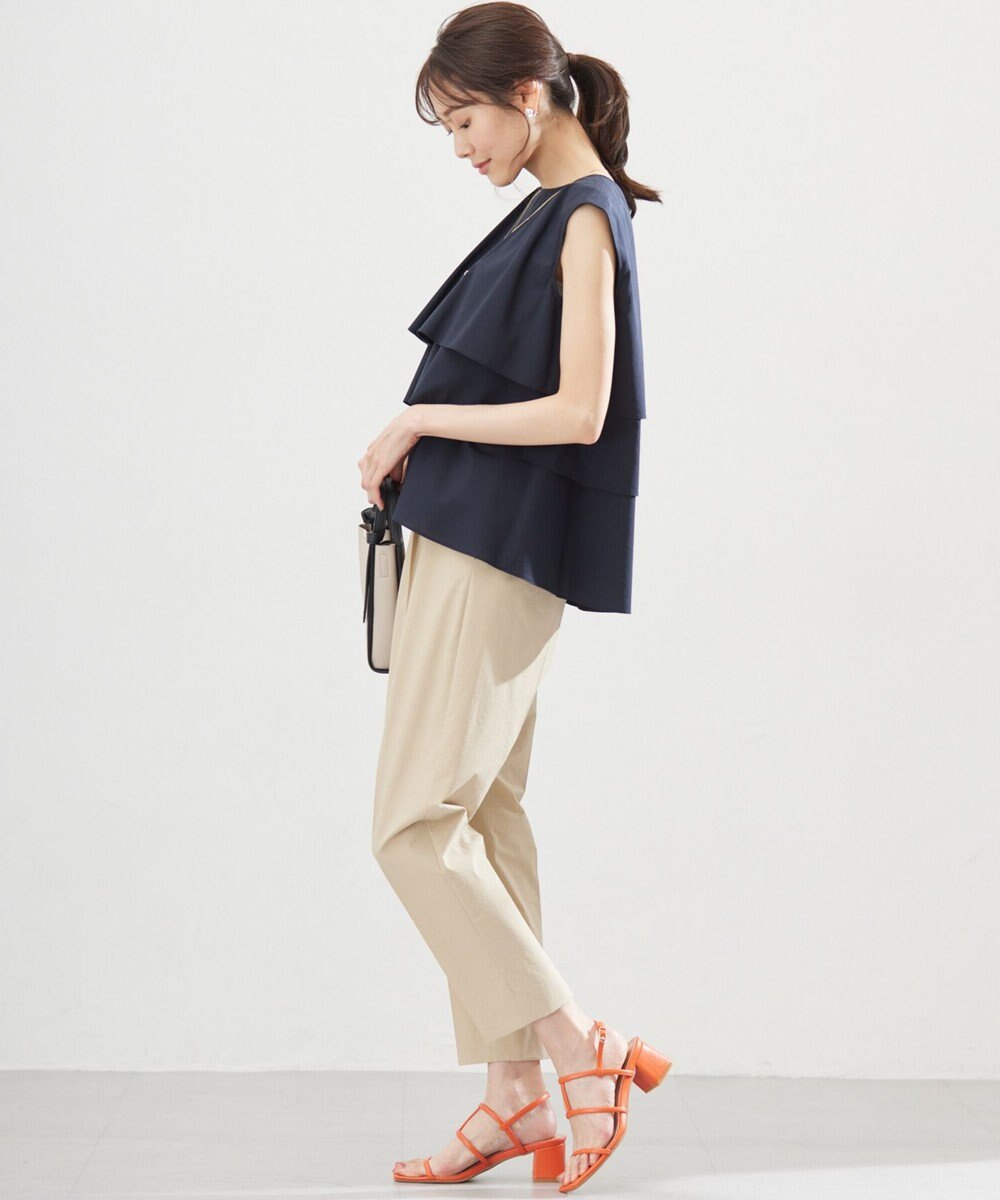 組曲 【WEB限定】コットンレーヨンシャーティングノースリーブ ブラウス 