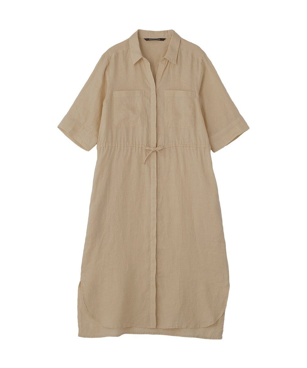 YECCA VECCA フレンチリネンドロストワンピース 