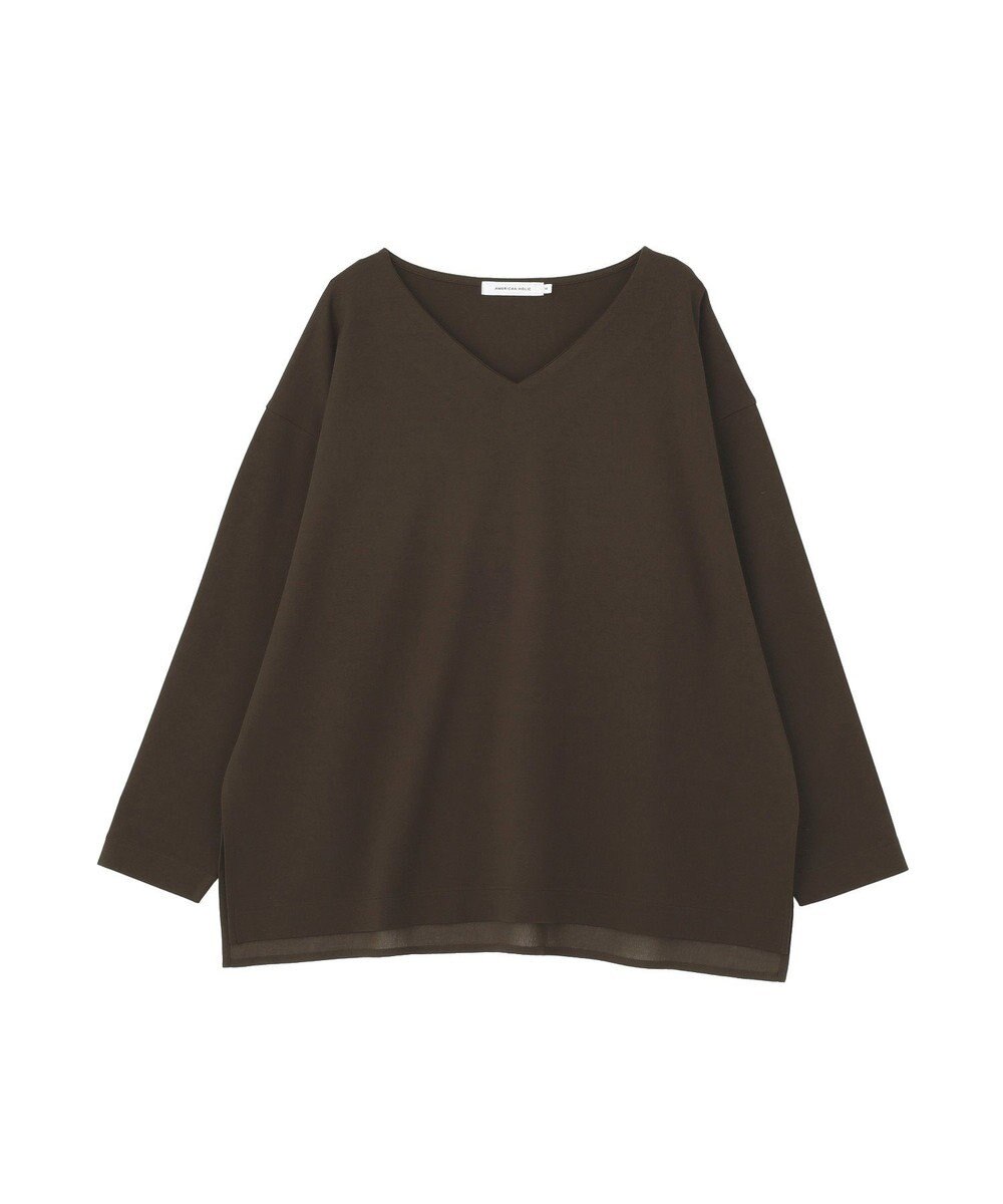 AMERICAN HOLIC Vネック裾異素材ポンチプルオーバー 