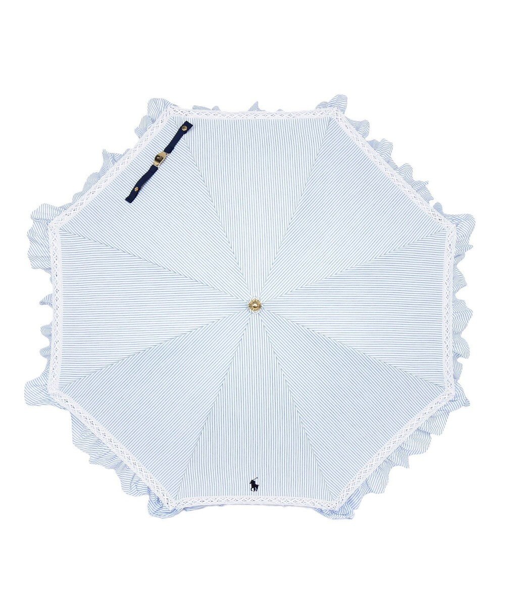 MOONBAT 【遮光/晴雨兼用】POLO RALPH LAUREN （ポロラルフローレン） 長傘 晴雨兼用日傘 ストライプフリル 遮光 遮熱 UV 