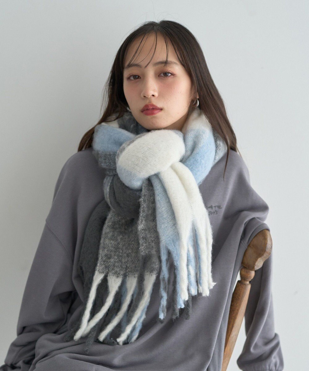 earth music&ecology ブロックチェックマフラー 