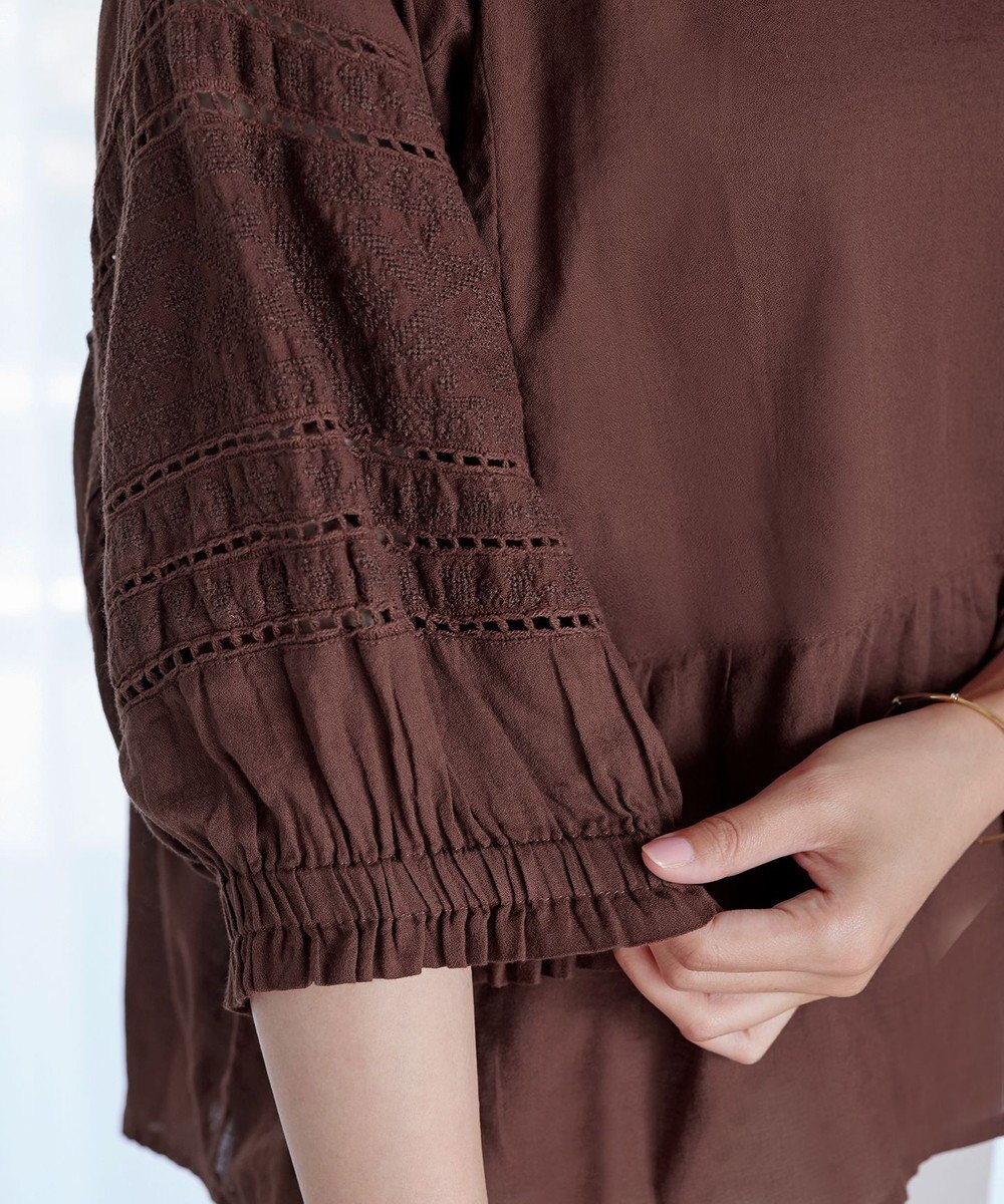 Tiaclasse 【洗える】コットンエンブロイダリーブラウス 