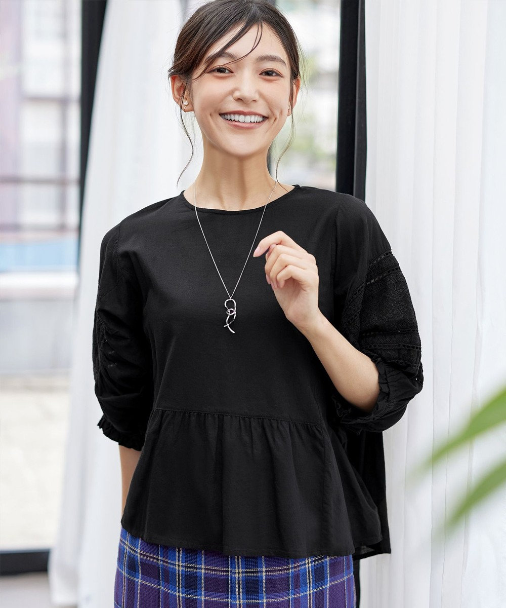 Tiaclasse 【洗える】コットンエンブロイダリーブラウス 