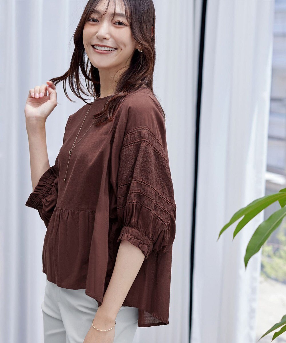 Tiaclasse 【洗える】コットンエンブロイダリーブラウス 