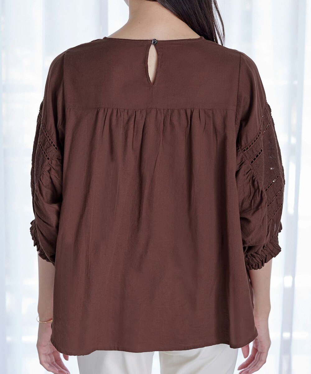 Tiaclasse 【洗える】コットンエンブロイダリーブラウス 