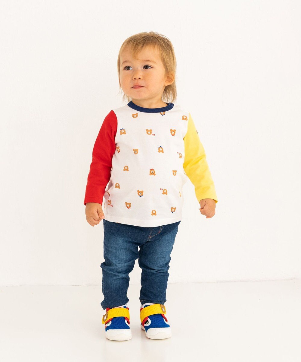 MIKI HOUSE HOT BISCUITS 【70-120cm】 ビーンズ総柄 長袖Ｔシャツ 