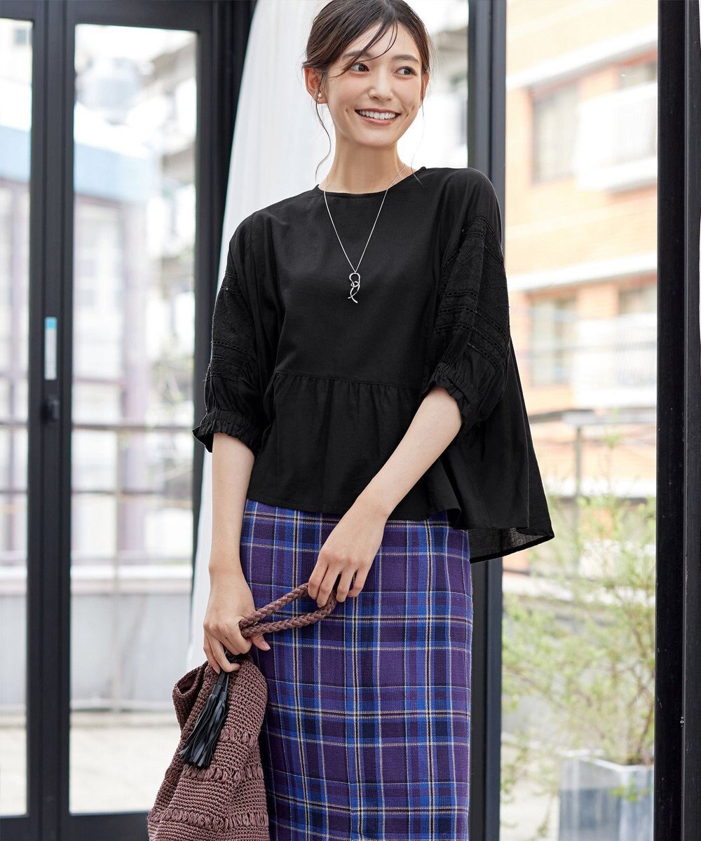 Tiaclasse 【洗える】コットンエンブロイダリーブラウス 