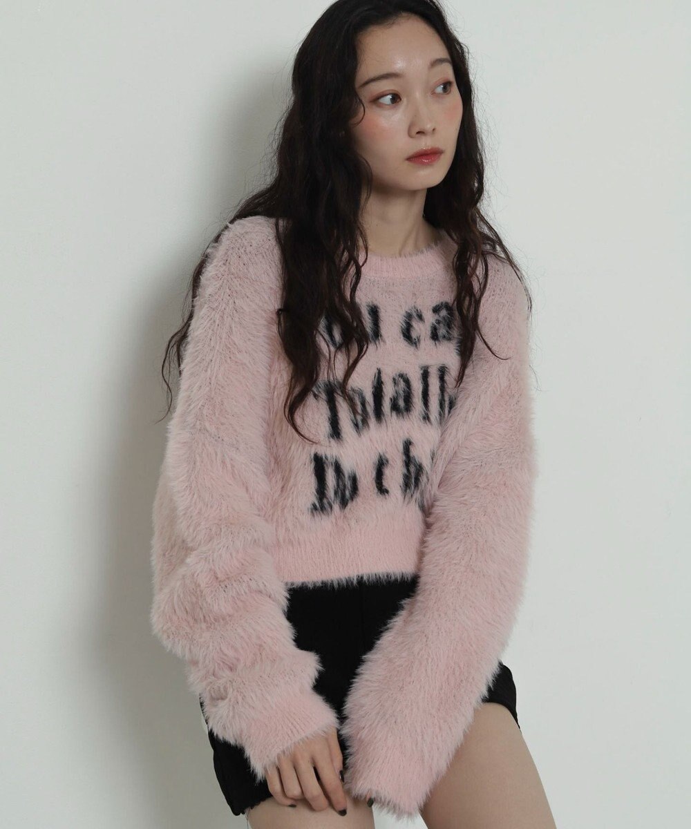 WEGO ロゴシャギーショートニット 