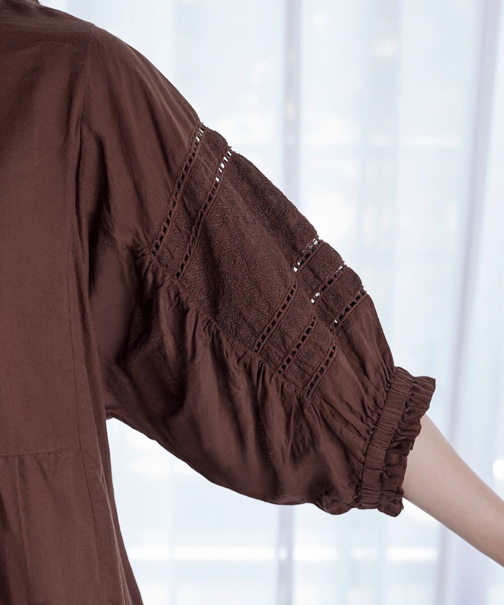 Tiaclasse 【洗える】コットンエンブロイダリーブラウス 