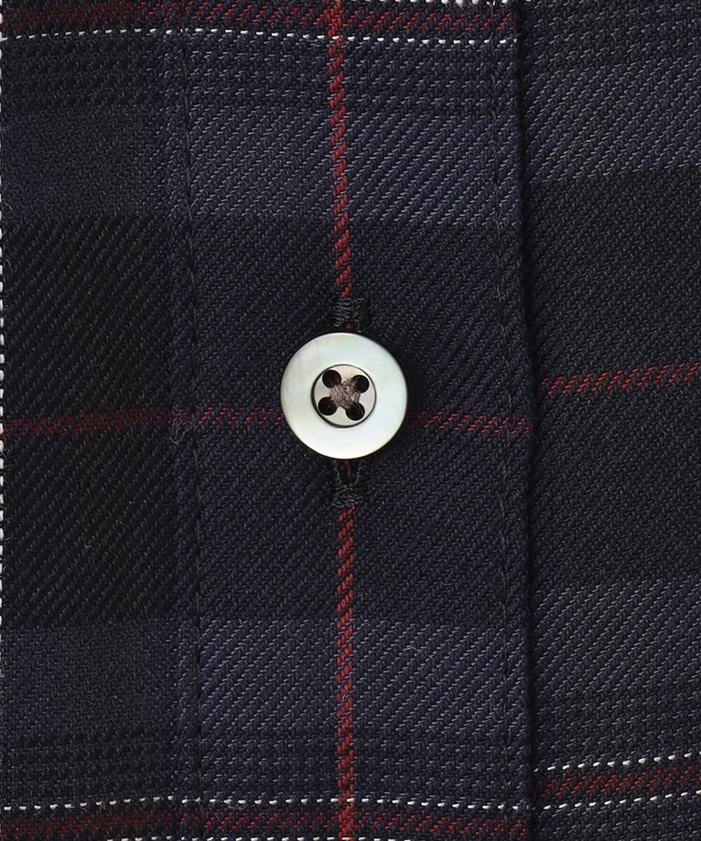 J.PRESS LADIES S 【洗える】クリアチェック バンドカラー ブラウス 