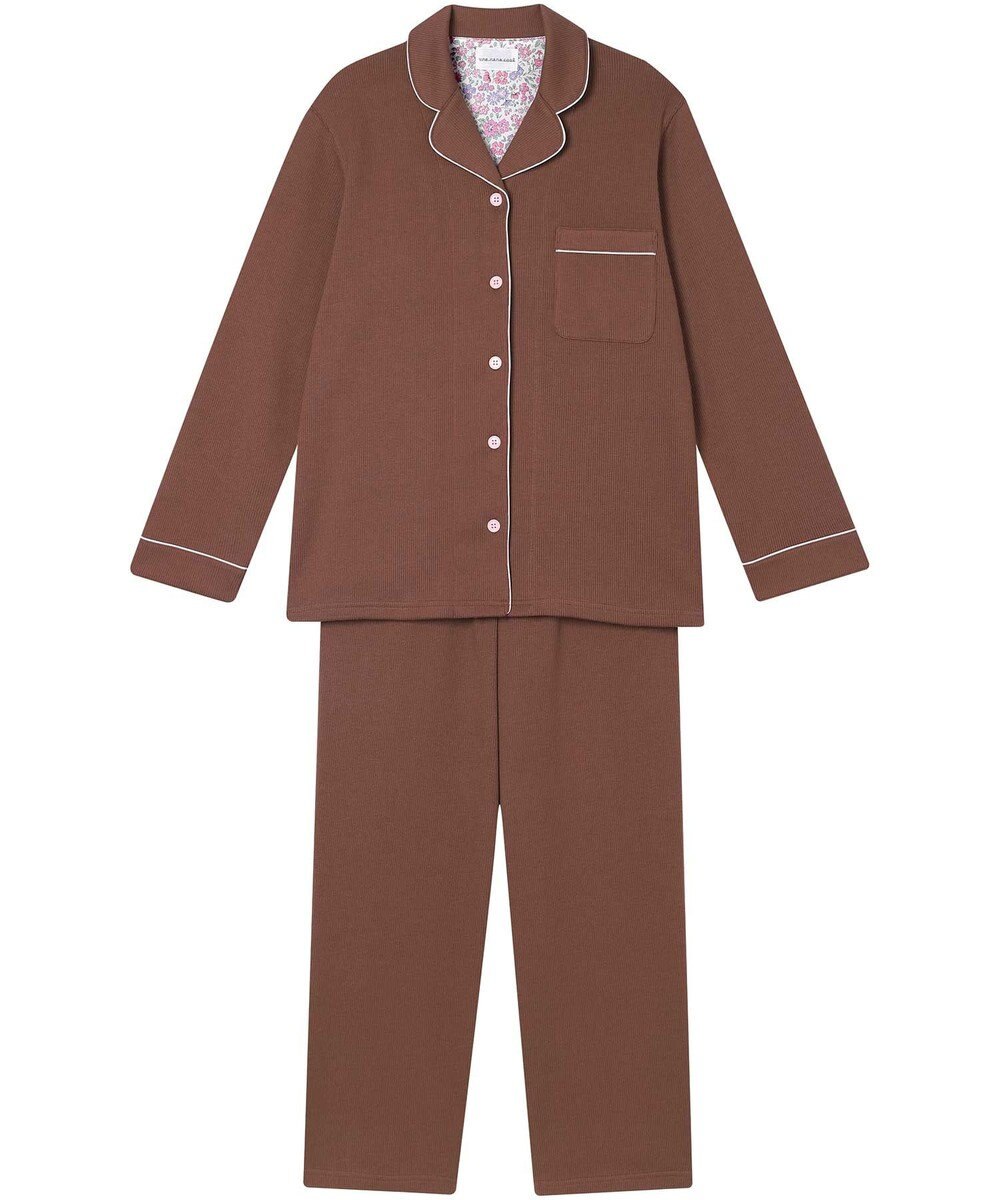 une nana cool 【綿混】ソフトコットンリブ 長袖開襟パジャマ MADE WITH LIBERTY FABRIC 