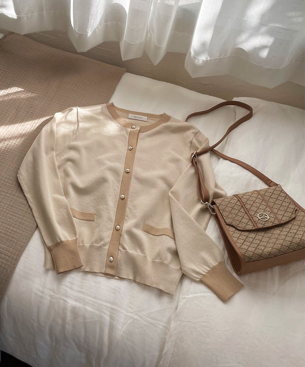 Feroux バイカラー カーディガン 