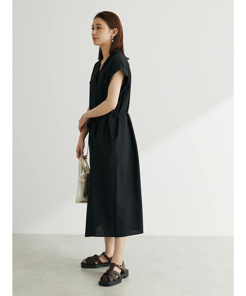 Green Parks 綿麻混開襟ワンピース 