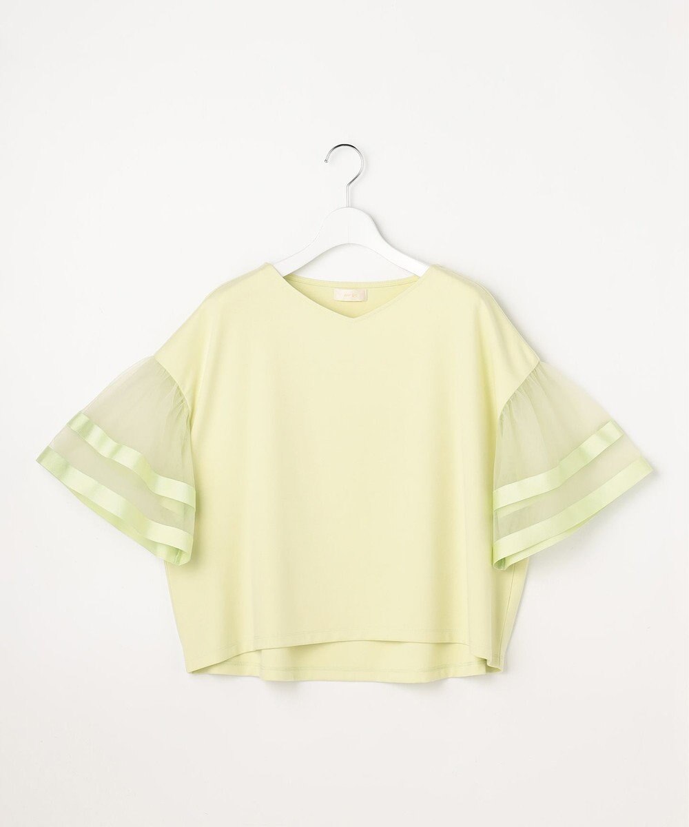 ANY SIS ゆるVネックチュールフリル袖 プルオーバー 