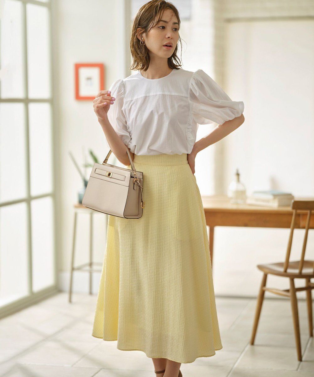 組曲 コットンローン ボリュームスリーブブラウス 