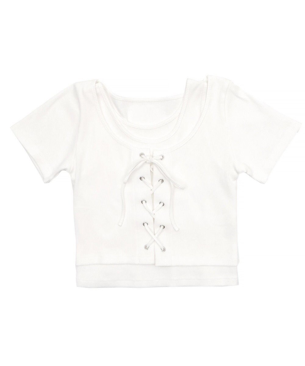 WEGO ヴィンテージライクレースアップT 