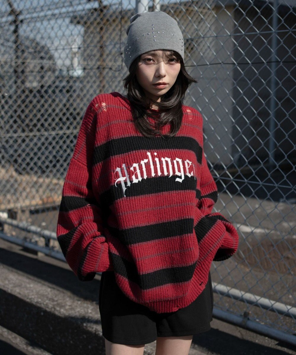 WEGO 【ユニセックス着用ITEM】アゼアミボーダーニットプルオーバー 