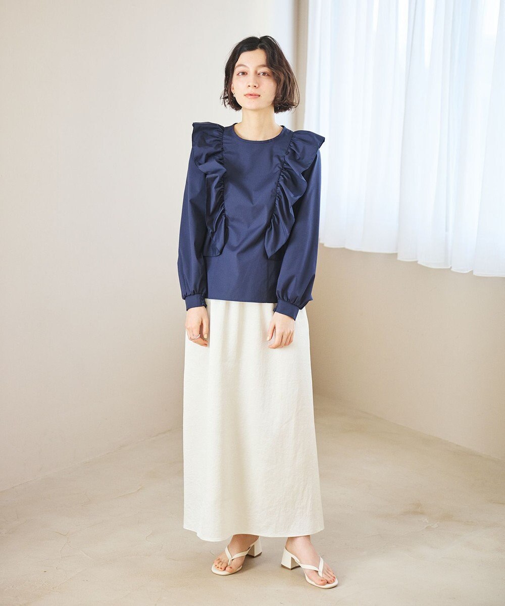 #Newans 【洗濯機可能/シワになりにくい】〈小柄さんにお勧め〉バーティカルフリルブラウス 