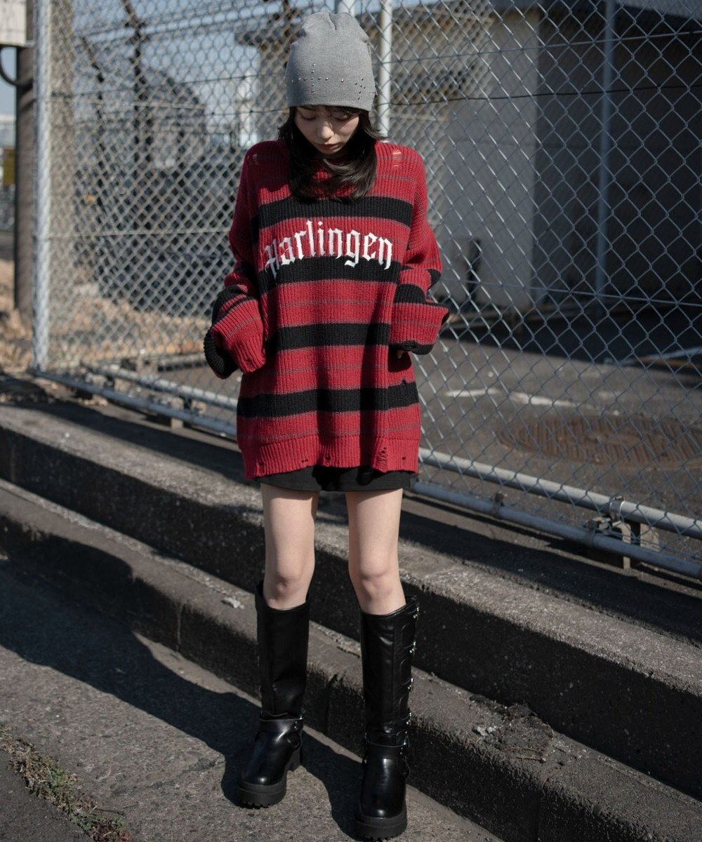 WEGO 【ユニセックス着用ITEM】アゼアミボーダーニットプルオーバー 