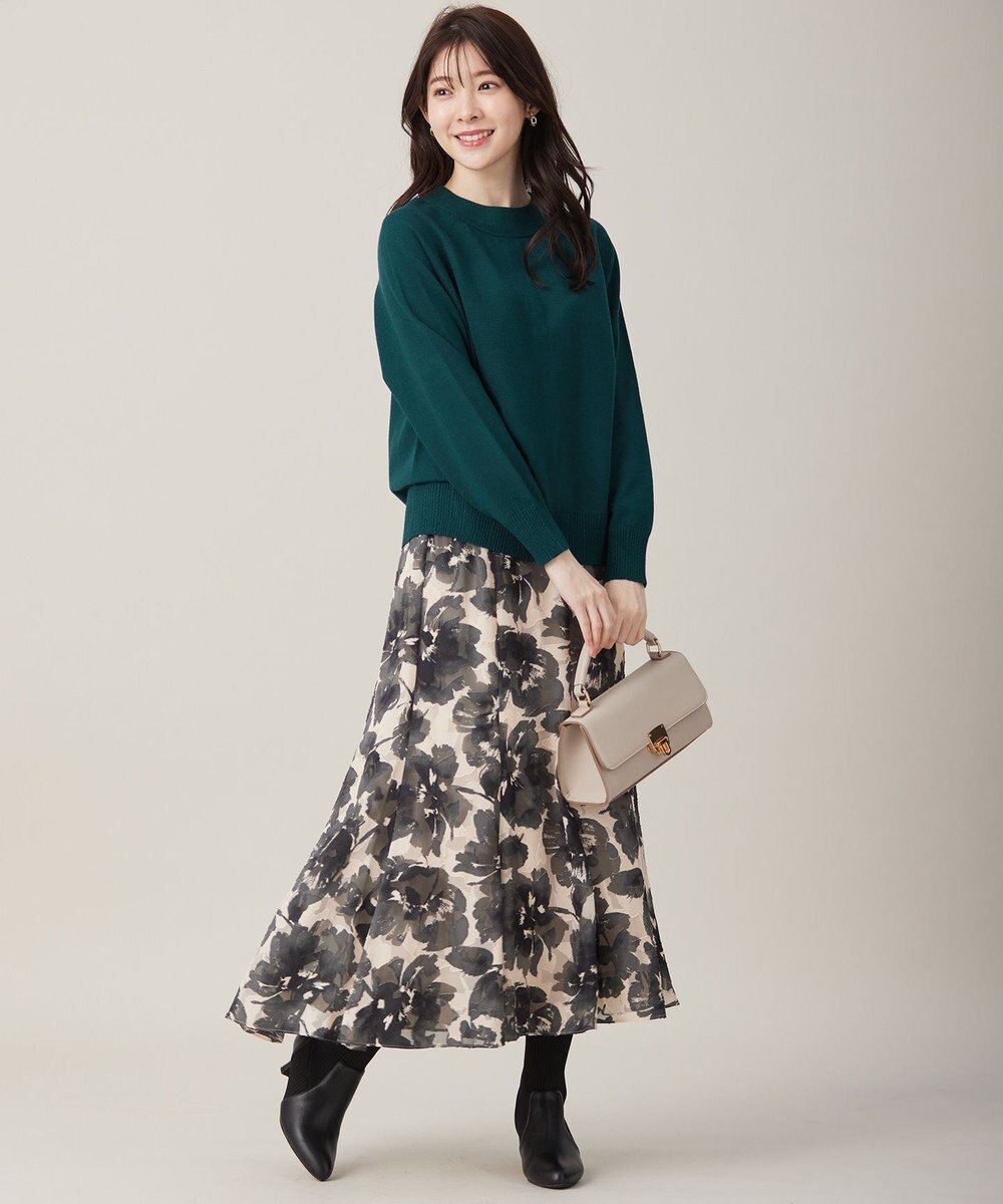 ANY SIS 【洗える】アートフラワープリント スカート 