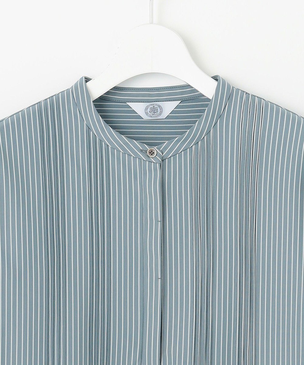 J.PRESS LADIES L ストライプジャージー ピンタック カットソー 