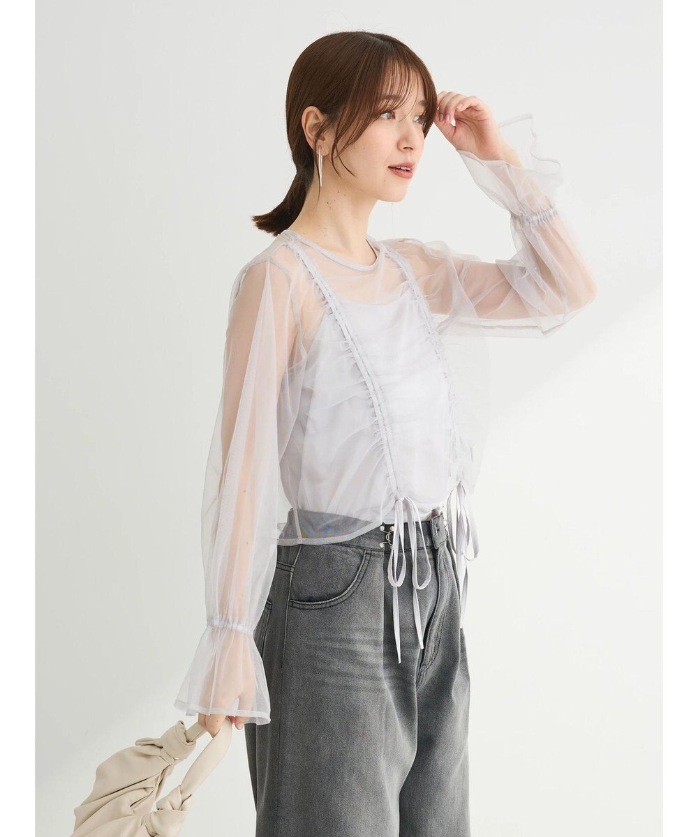 Green Parks ・ＥＬＥＮＣＡＲＥ　ＤＵＥ　チュールギャザーブラウス 