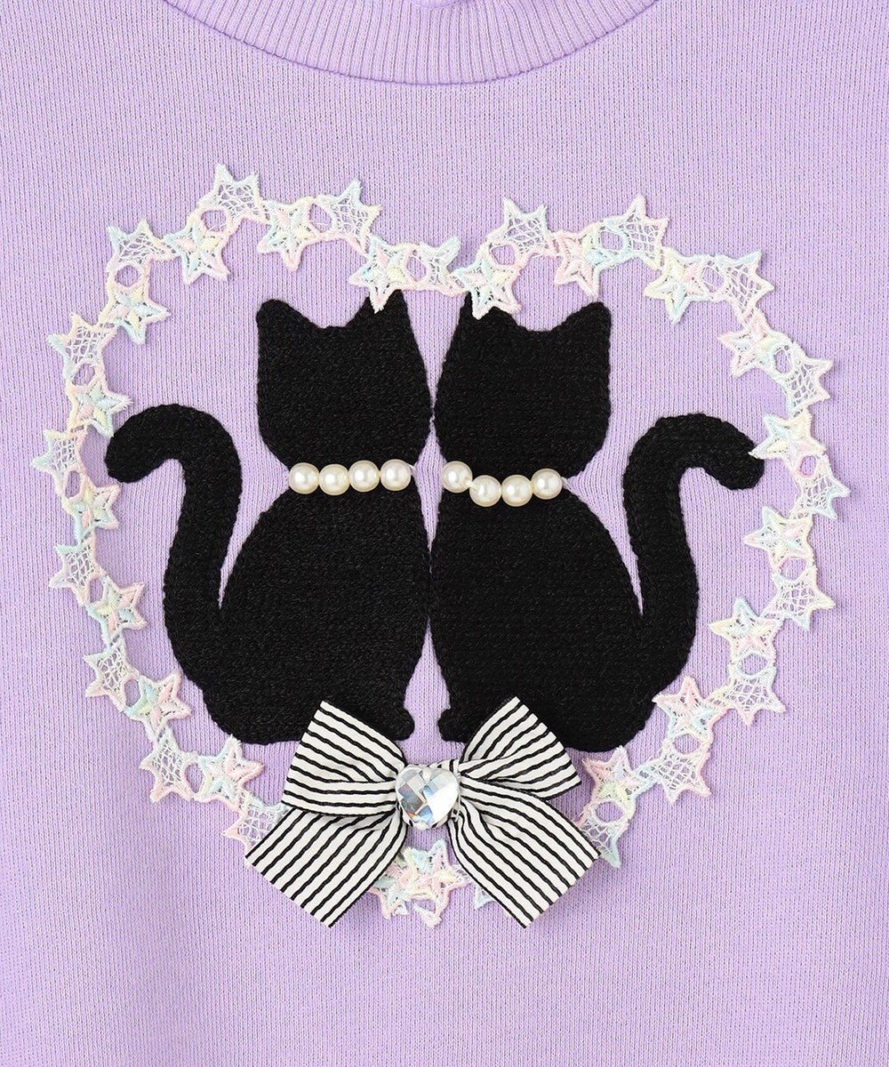 ANY KIDS ネコシルエット裏毛トレーナー 