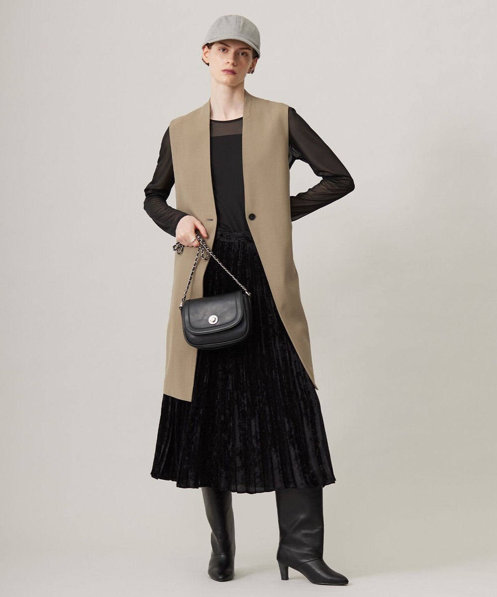 ICB 【洗える】 シアーベルベット プリーツスカート 