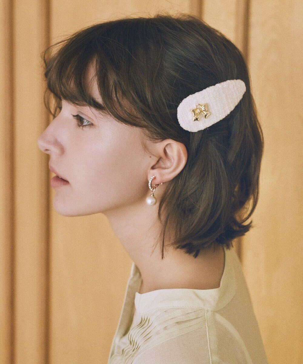 Maison de FLEUR ツイードリボンスリーピン 