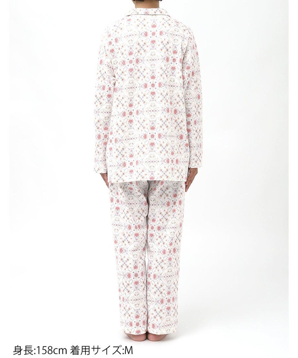 WACOAL ワコール_リラックス＆スリープ パジャマ 長袖 長ズボン 綿混(本体) ダブルジャカード素材 上下セット 前開き S~3L 大きいサイズ ミントン NDW423 /ワコール 