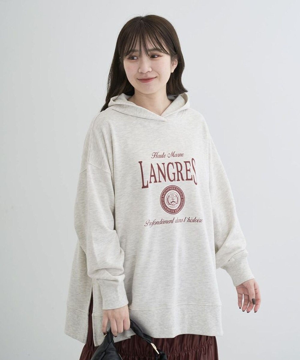 Green Parks 裏毛エンブレムパーカーチュニック 