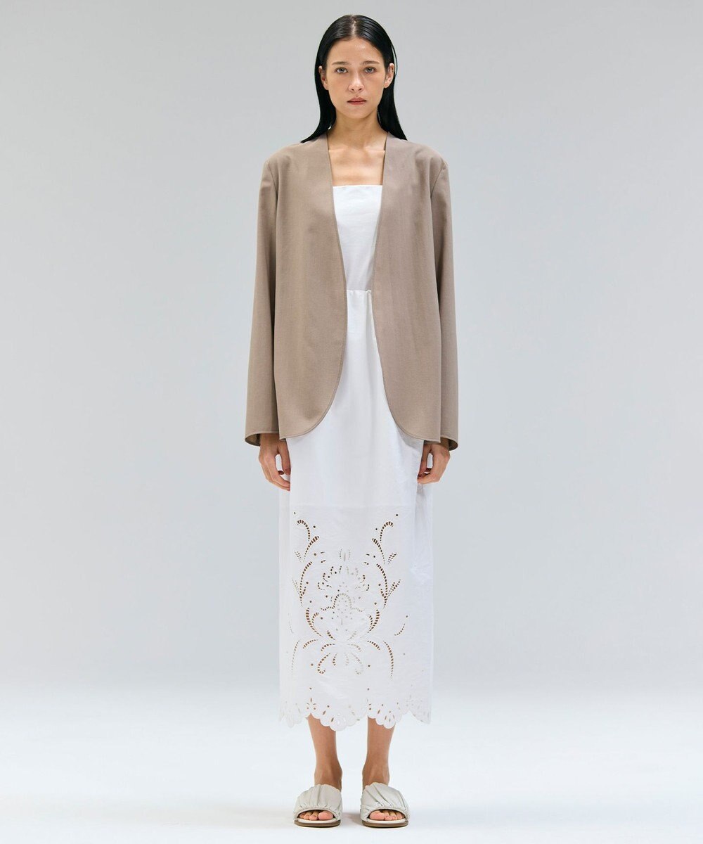 BEIGE， 【洗える】GALLERIA / コットンエンブロイダリーIラインスカート 