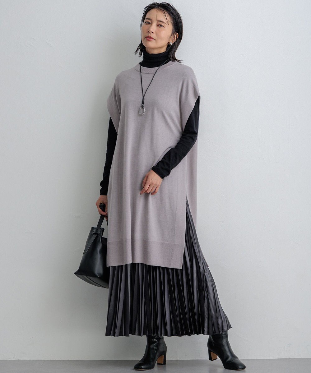 23区 【洗える】レザーライクプリーツ スカート 