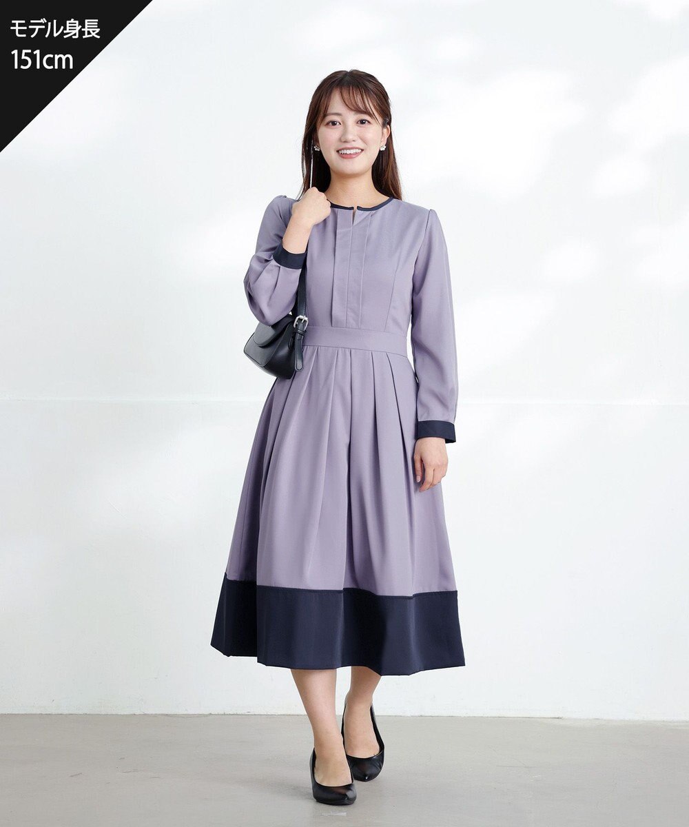 Tiaclasse 【セレモニー・XSサイズ(5号)追加・新色追加・洗える】キーネックフレアワンピース 