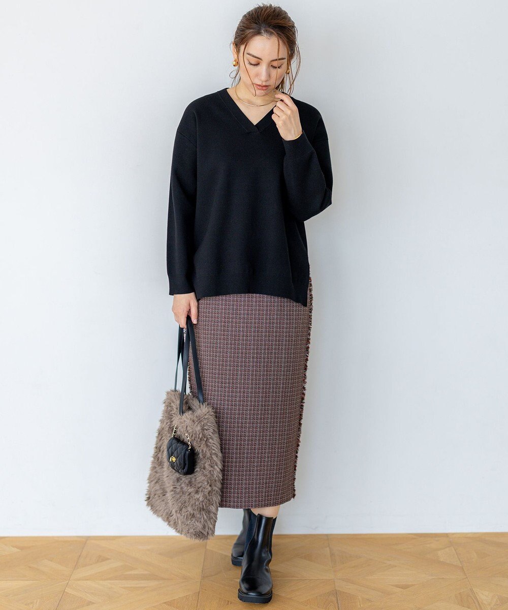 23区 L 【Lサイズ限定/洗える】ヴィスコースストレッチ Ｖネック ニット 