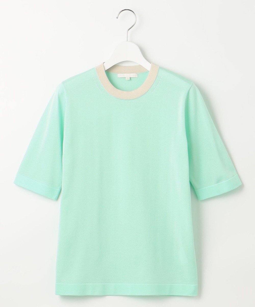 自由区 【アンサンブル対応・洗える】シャインハイゲージ5分袖 ニット 