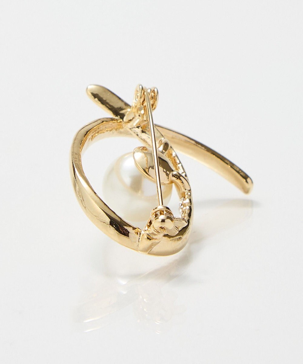 Phoebe <オンワード限定セット>金属アレルギー対応クイーンパールビジューセラミックポストピアス×クロスカーブパールビジューブローチ 