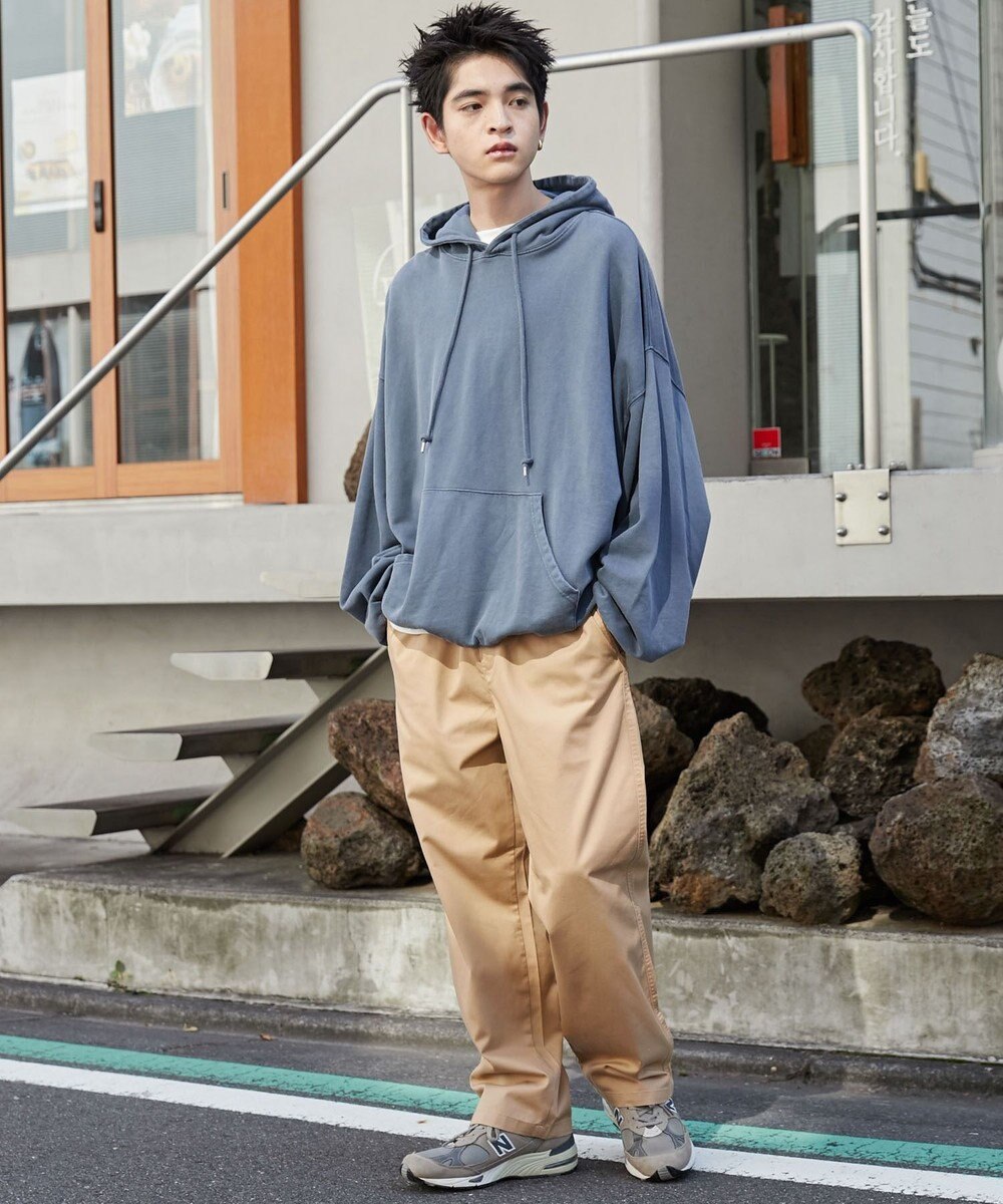 WEGO 【ウエストゴム/SMLサイズ展開/ユニセックス着用ITEM】チノイージーストレートパンツ 