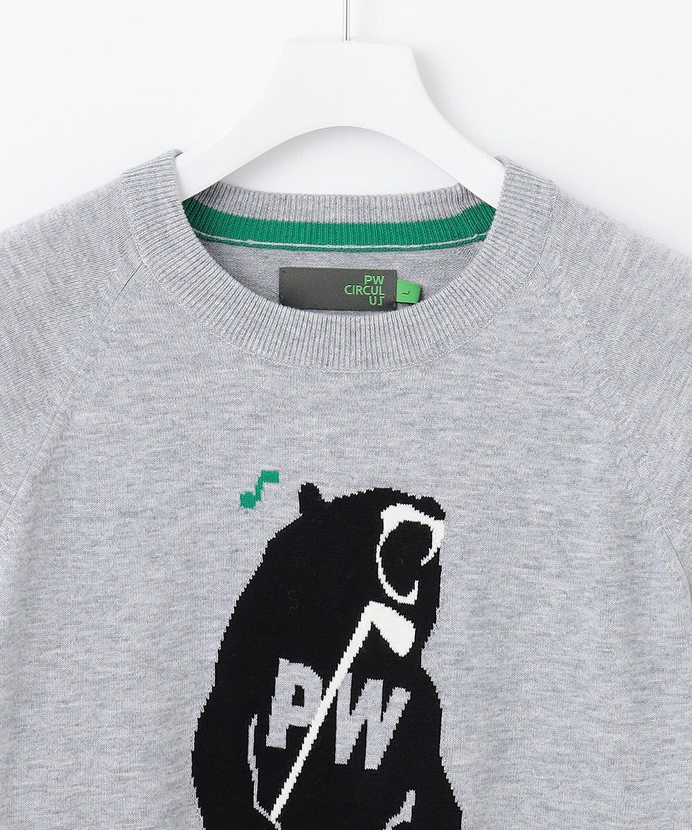 PW CIRCULUS 【MEN】【洗える】ベアスタンドモチーフ ラグランスリーブ クルーネック ニット 