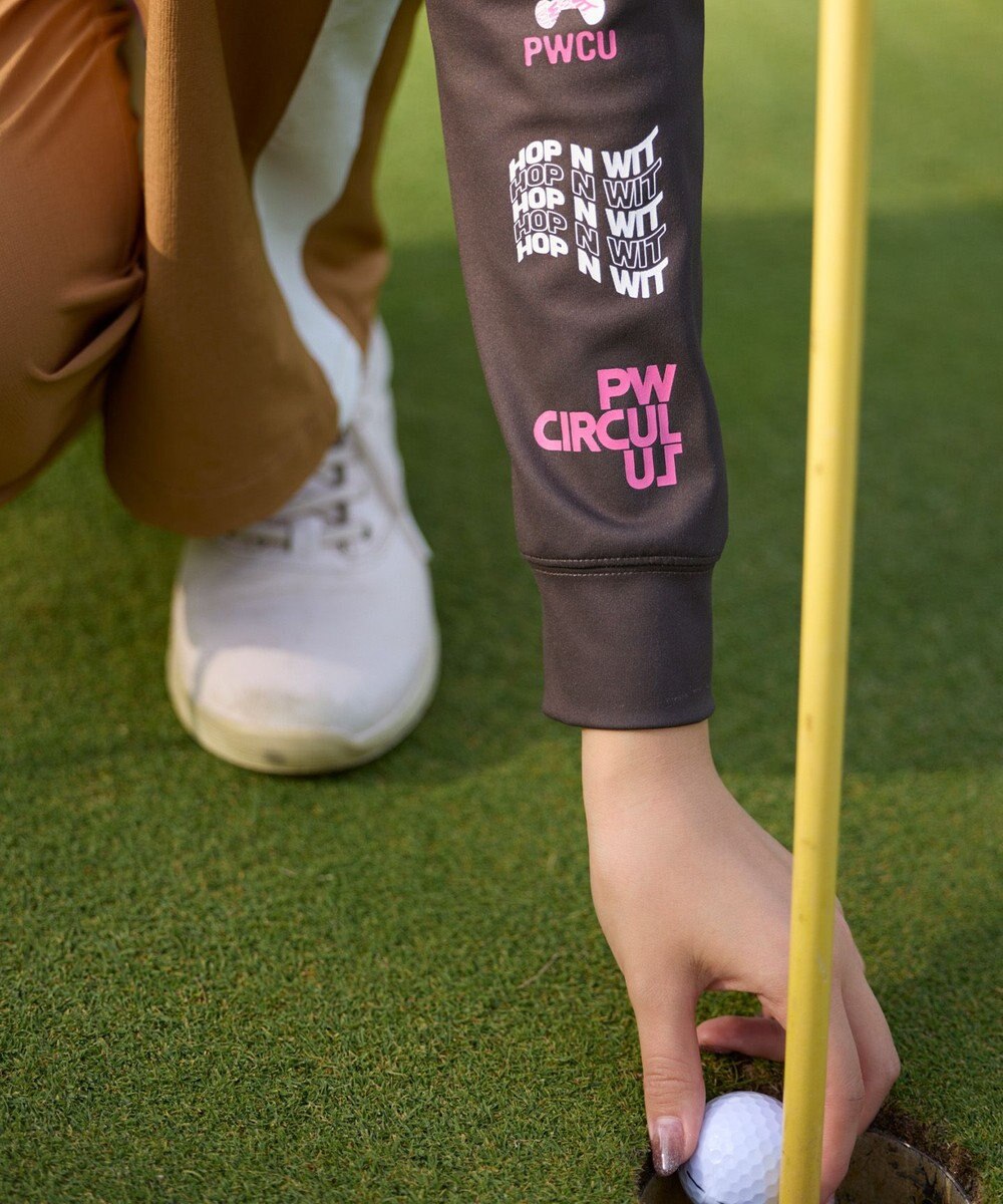 PW CIRCULUS 【吸水速乾 / UV遮蔽率99.5% UVカット / ストレッチ】【WOMEN】ラビットグラフィック ロングスリーブモックT ゴルフウェア レディース 