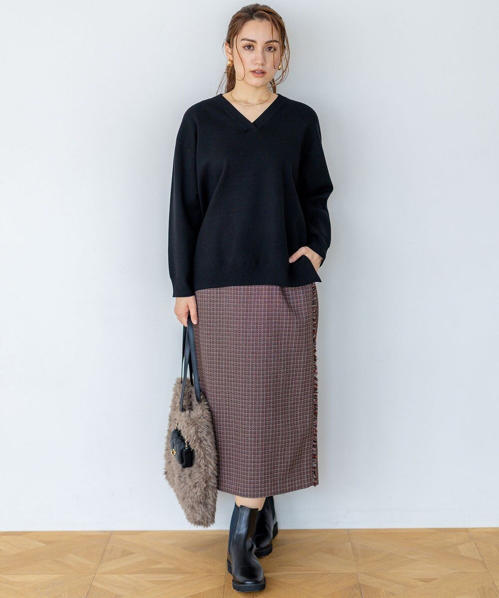 23区 L 【Lサイズ限定/洗える】ヴィスコースストレッチ Ｖネック ニット 