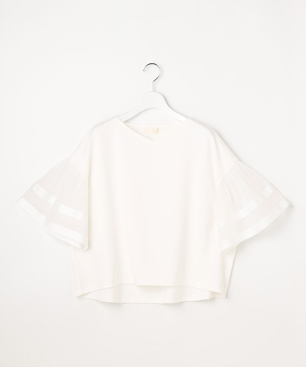 ANY SIS ゆるVネックチュールフリル袖 プルオーバー 