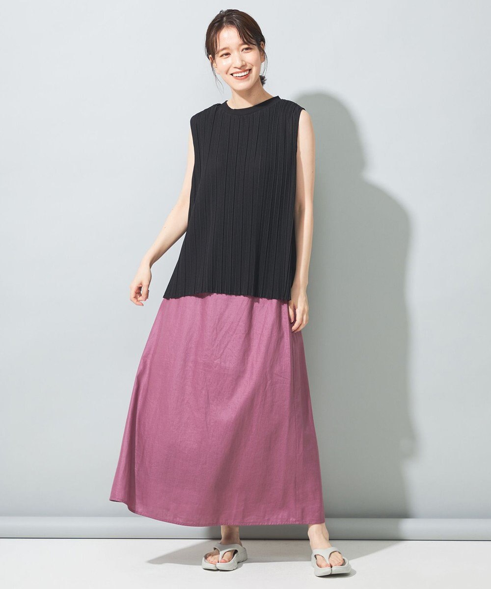 SHARE PARK LADIES 【洗える】リネンレーヨンコーティングウォッシュスカート 