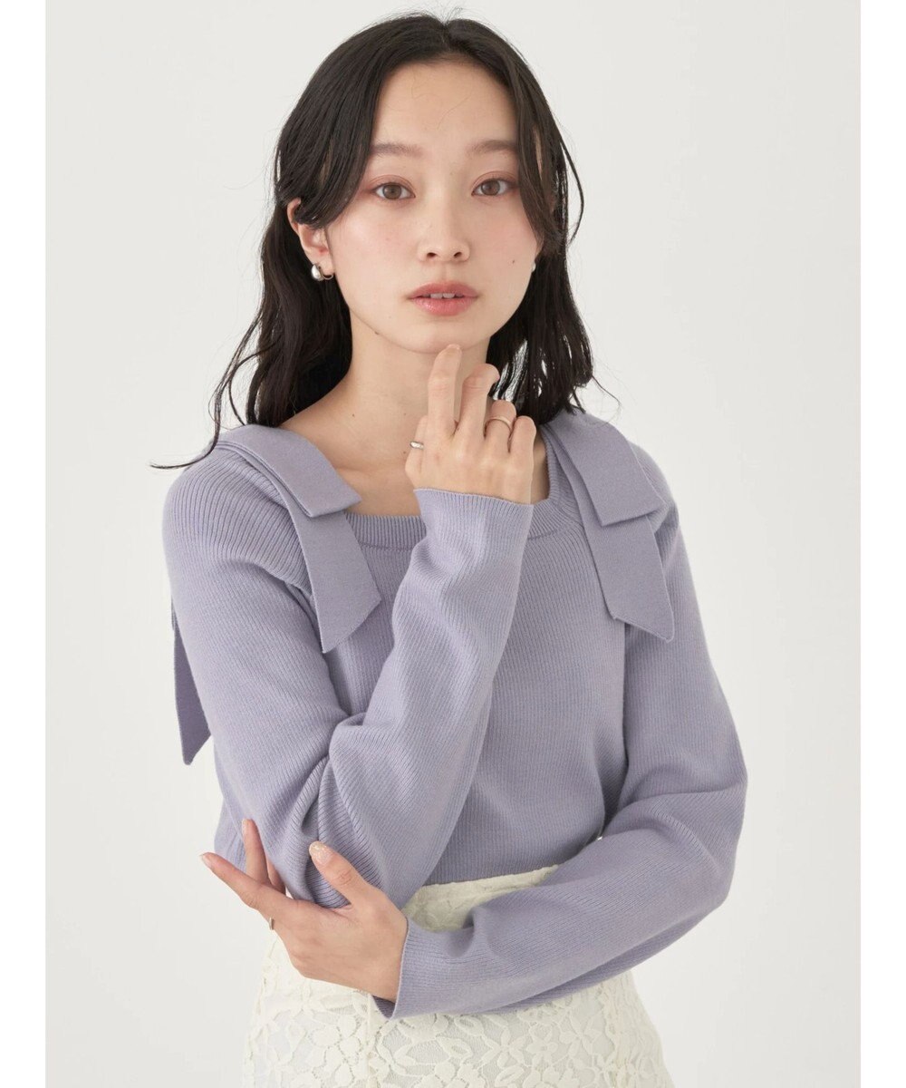 earth music&ecology 肩リボンニットプルオーバー 