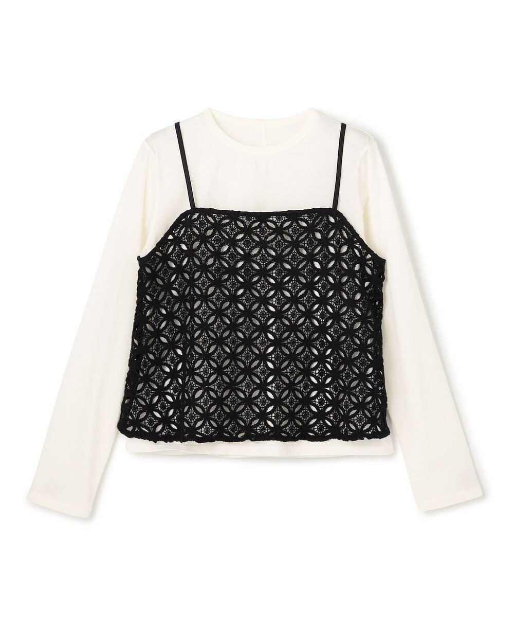 UNFILO L 【2点セット】ラッセルレース キャミレイヤード Tシャツ 