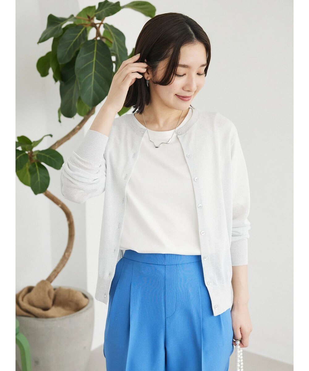 Green Parks ラメクルーネックカーディガン 