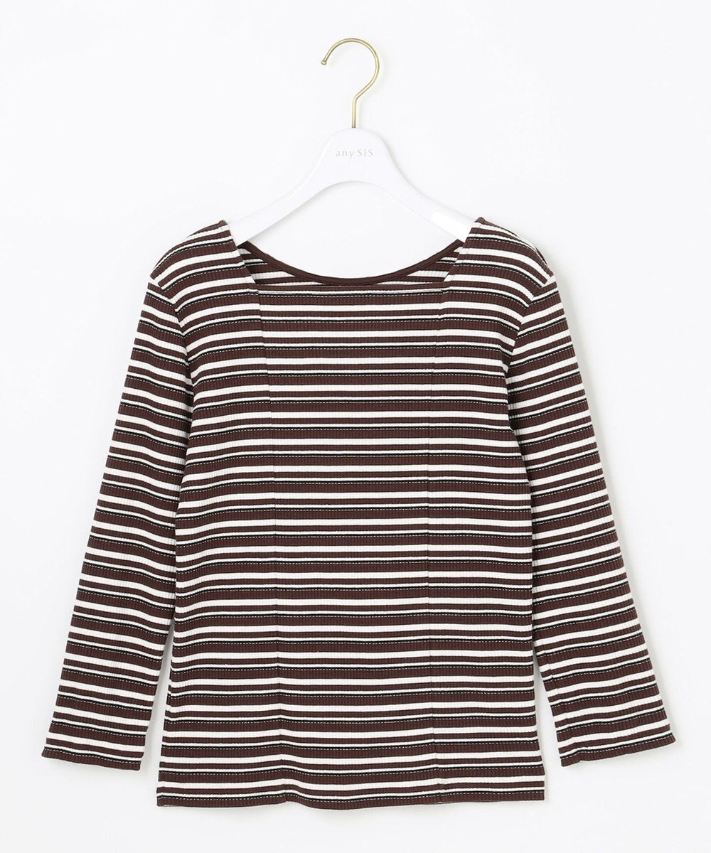 ANY SIS 【前後着用可】マルチボーダー2WAYテレコ カットソー 