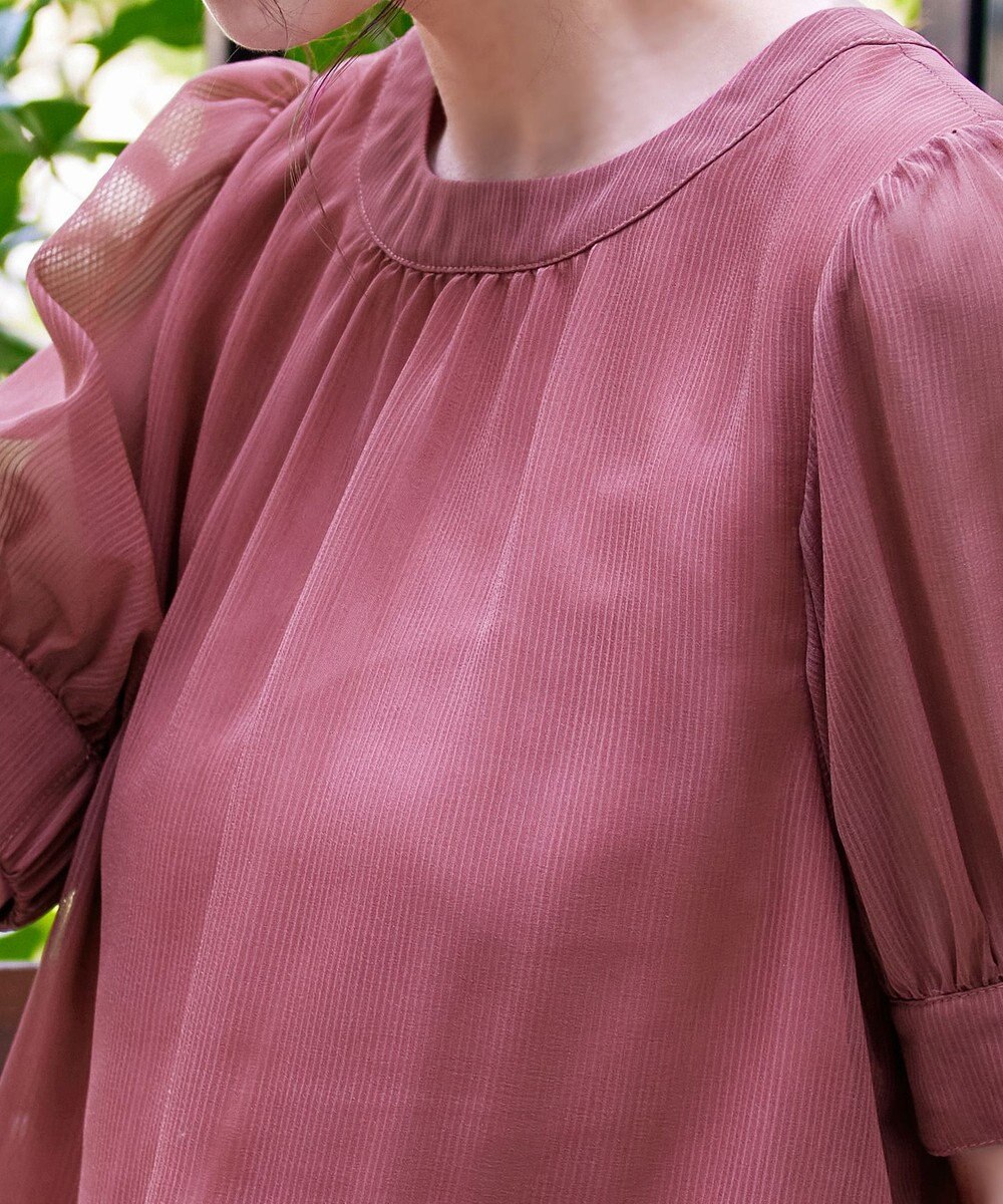 Tiaclasse 【洗える】ドビーシフォンパフスリーブブラウス 