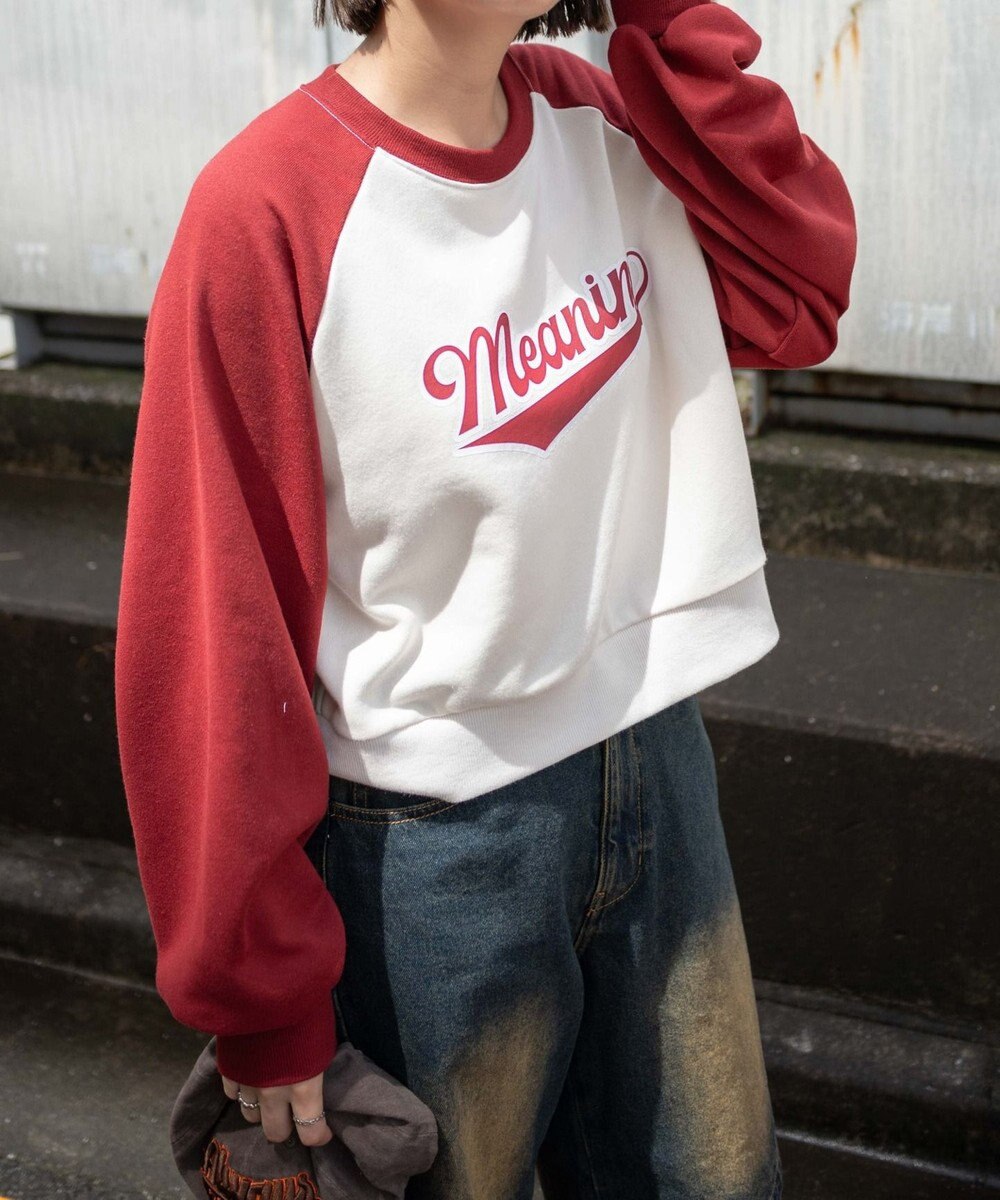 WEGO チームロゴラグランショートスウェット 