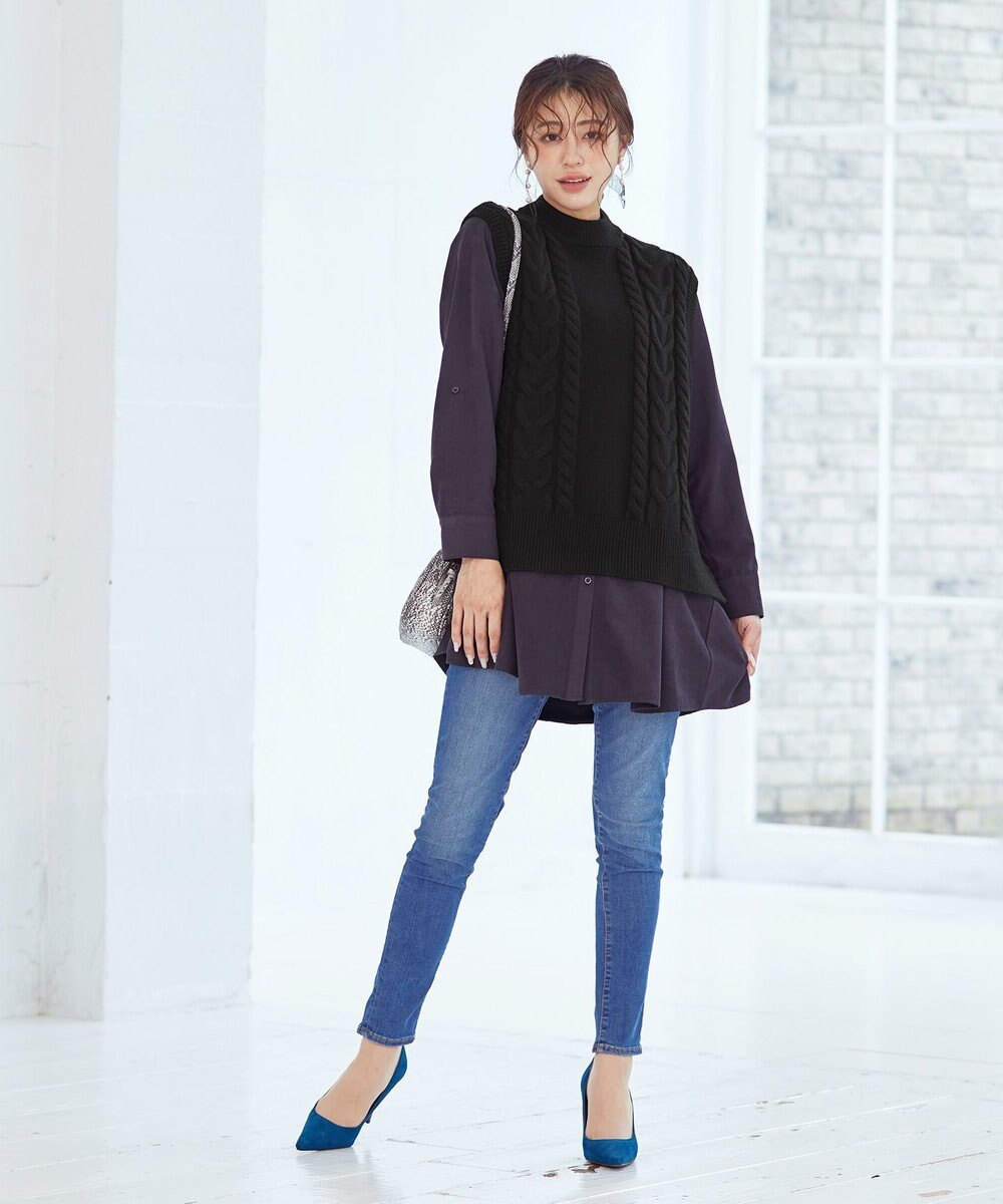 Tiaclasse 【洗える】ケーブル編みニットベスト 